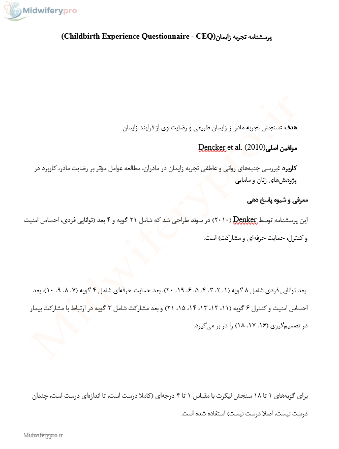 پرسشنامه CEQ